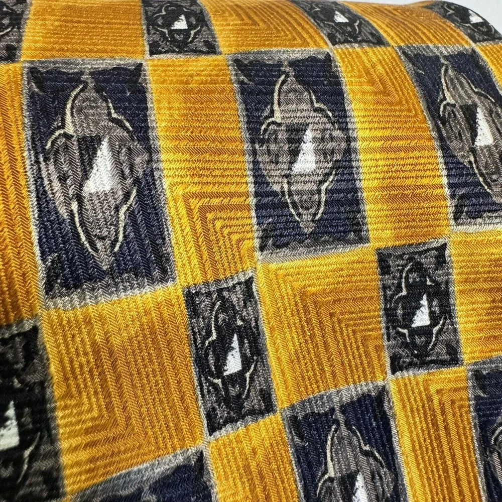 J.Z. Richards Silk Necktie Mens OS Gold Navy‎ Geometric Handcrafted Professional